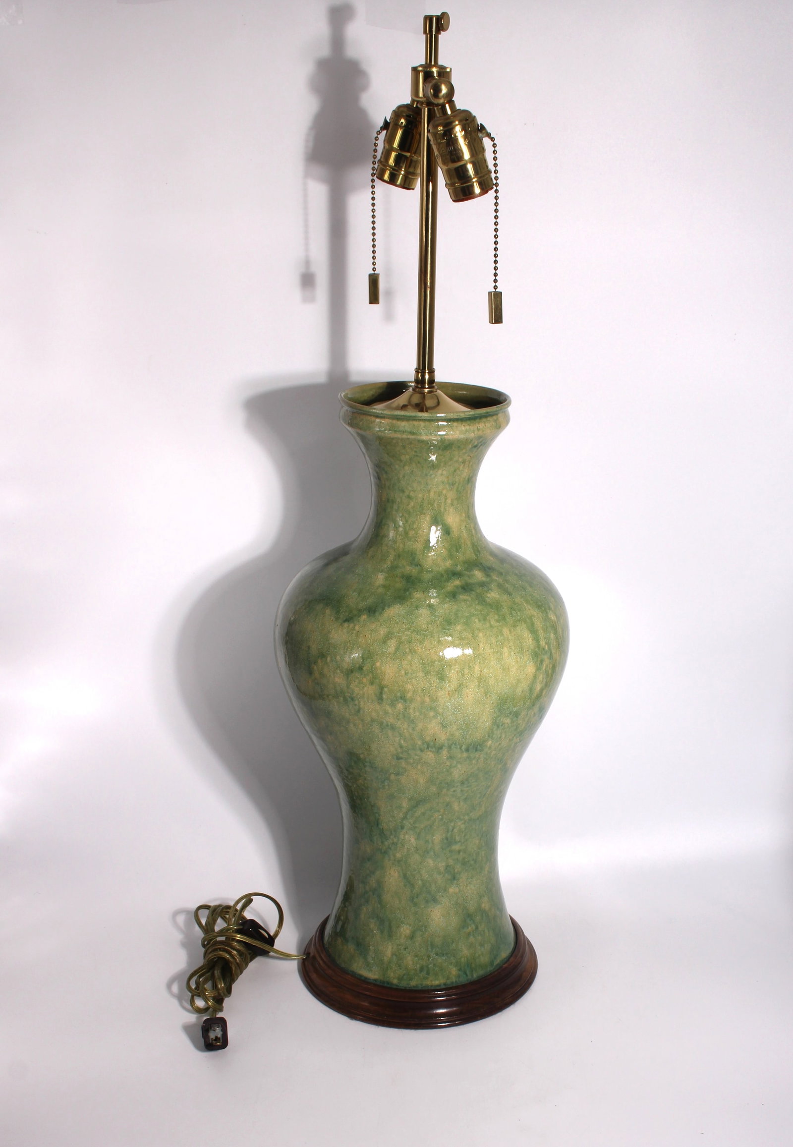 Chinese Green Glazed Lamp: This lamp is 29.5 inches tall and 9 inches wide.