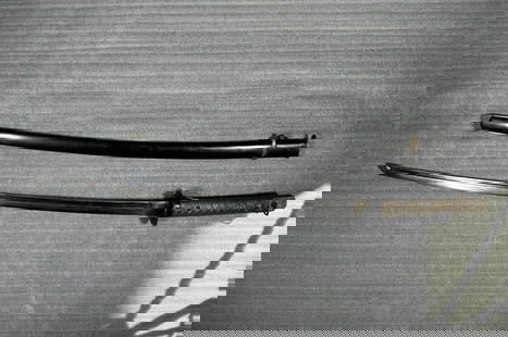 Japanese Sword Marked with Numbers "135824" on the Blade, Early 20th Century: The sword is 38 inches long and the handle's 3 inches wide.
