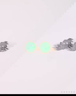 9K White Gold Big jade Ear Clips: Diameter 0.5 inches