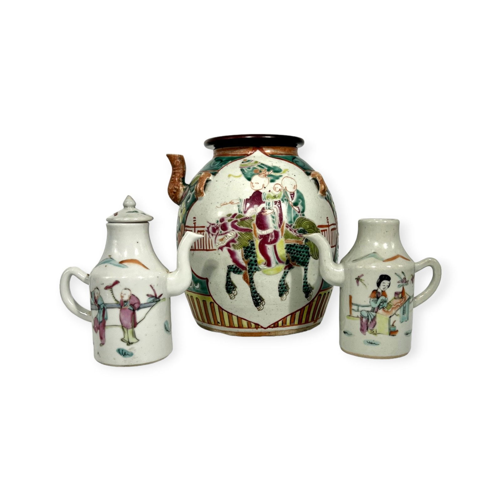 Chinese Famille Rose Large Teapot and Two Small Teapots, 19th Century (1 of 17)