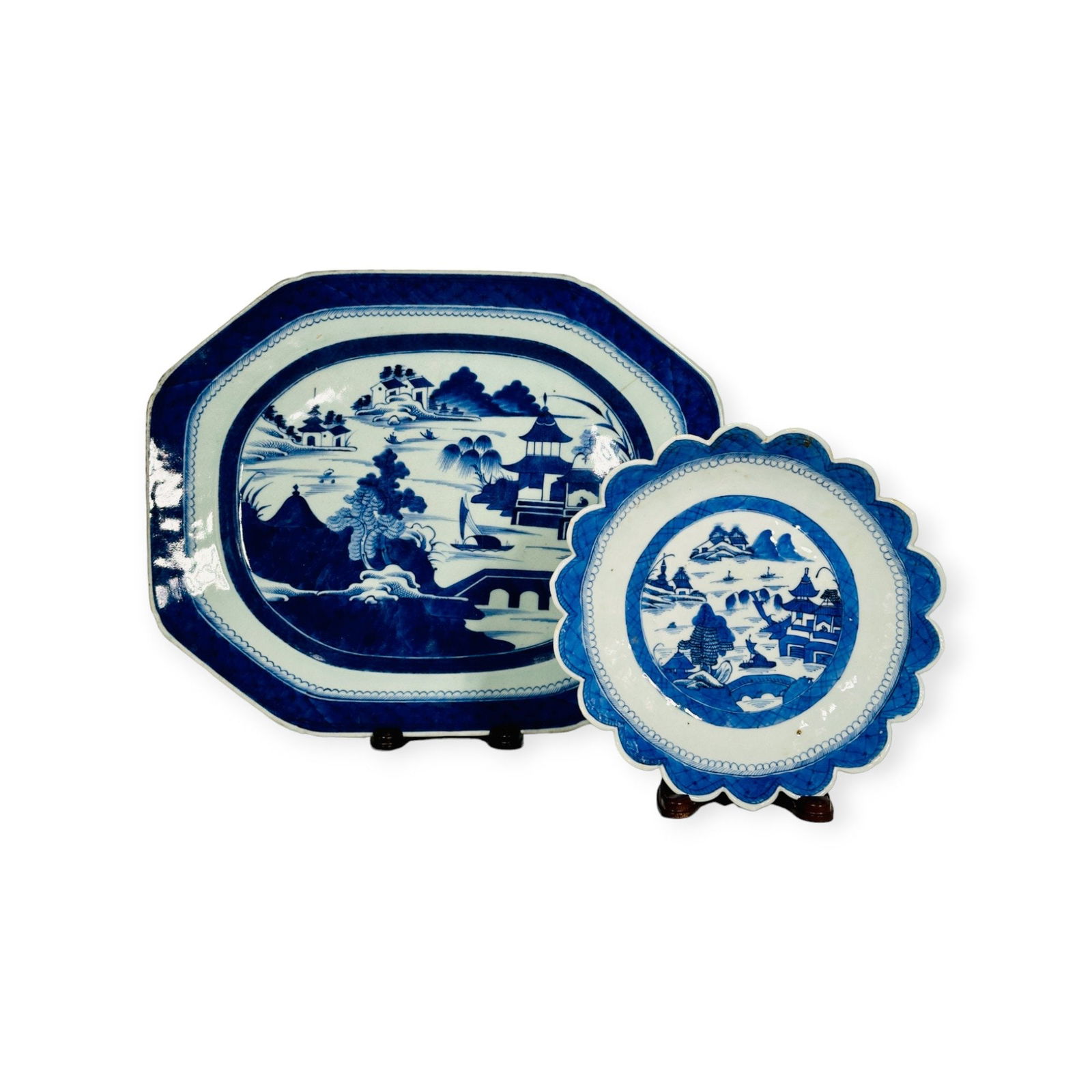 Two Chinese Blue and White Plates, 19th Century (1 of 9)