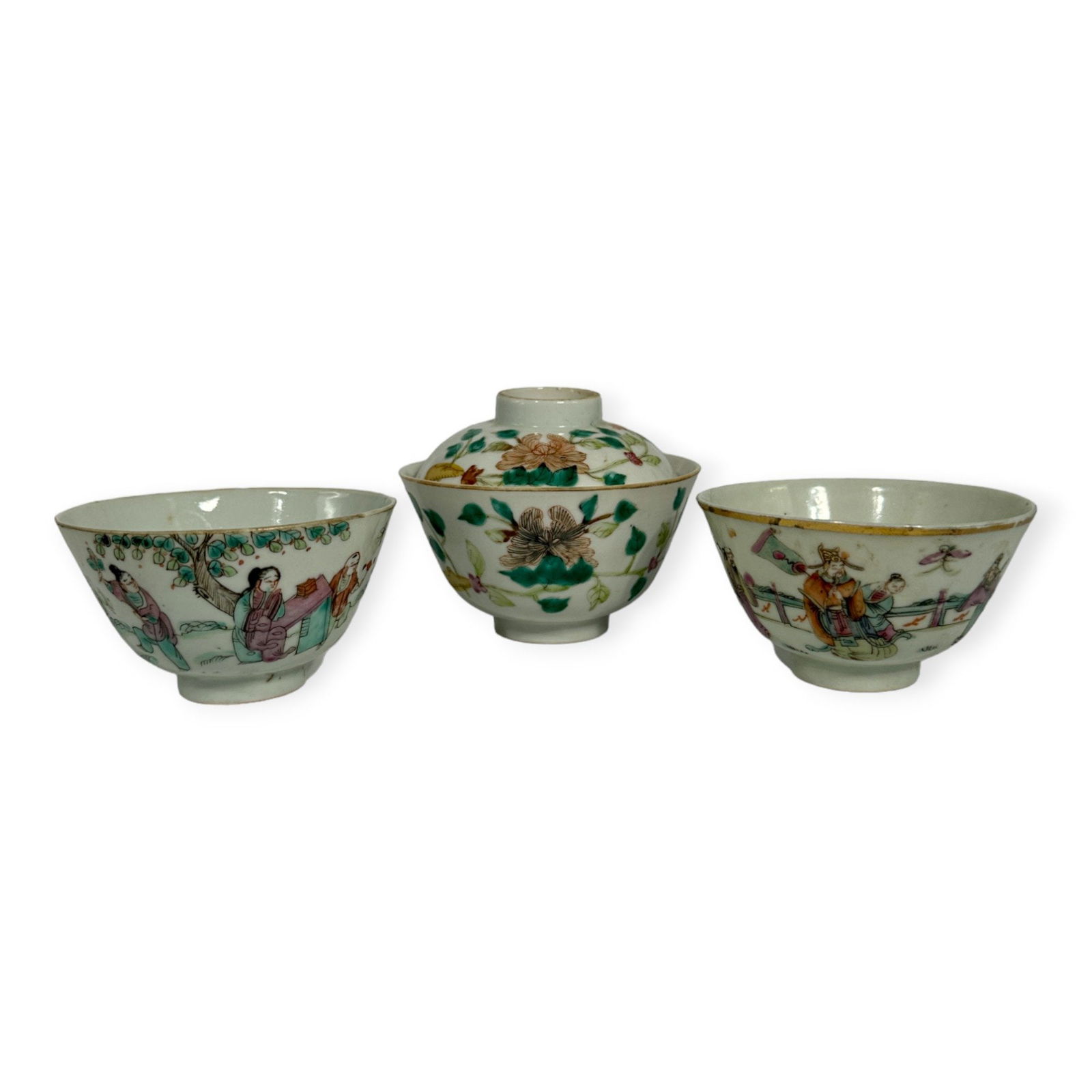Three Chinese Famille Rose Teacups, Qing Dynasty (1 of 15)