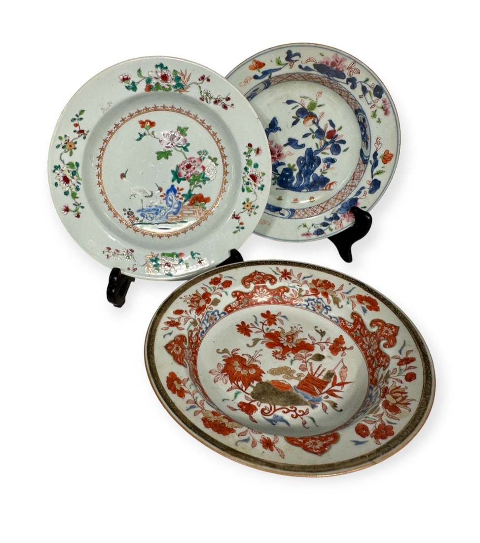 Three Chinese Export Soup Bowls (1 of 7)