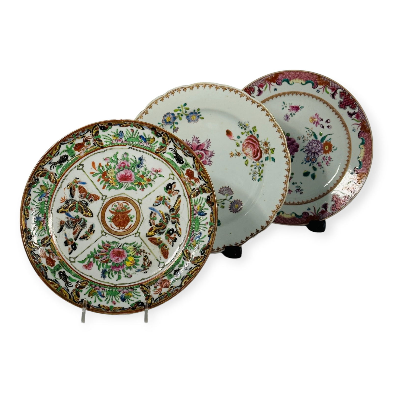 Three Chinese Famille Rose Plates, Qing Dynasty (1 of 7)
