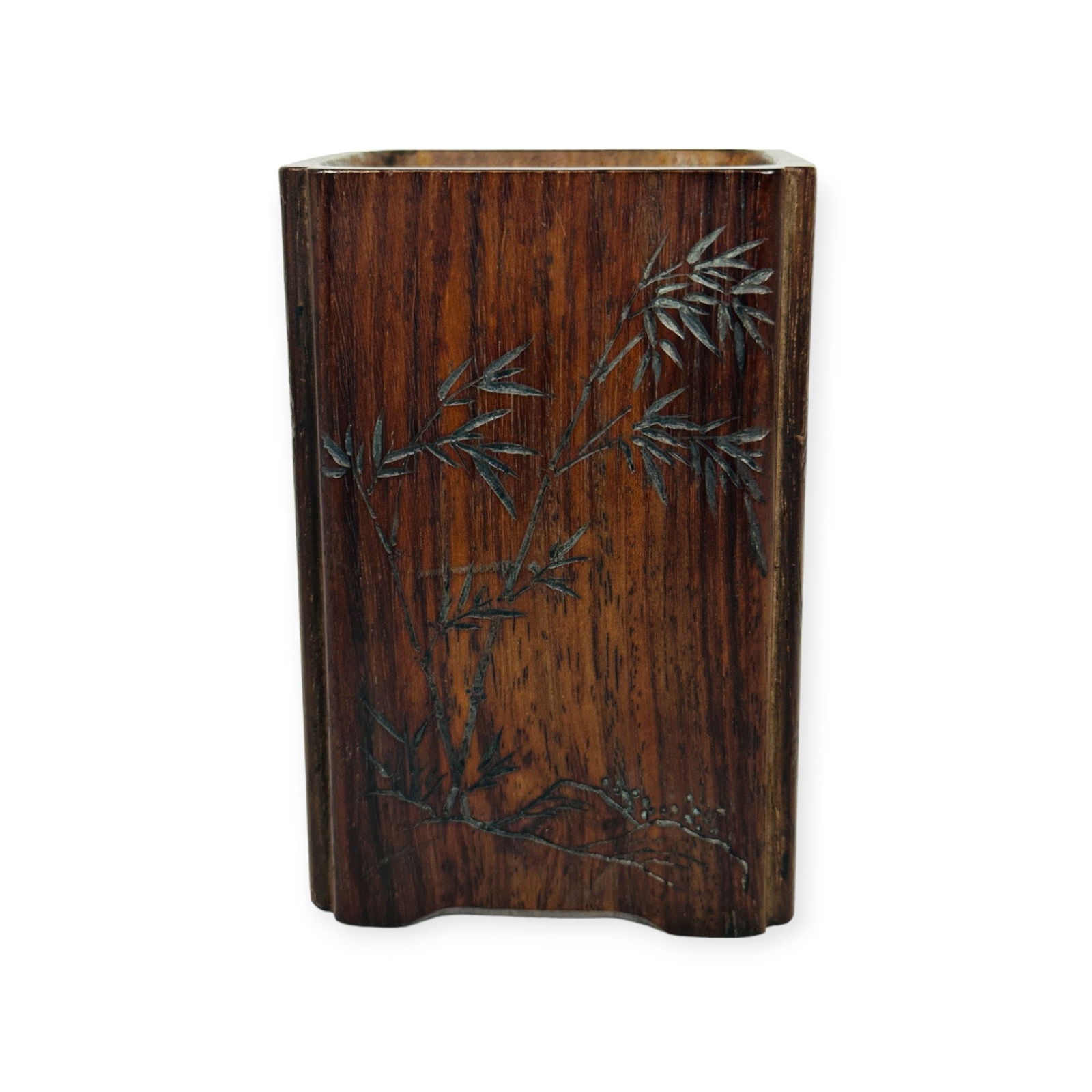 Chinese Wood Square Brush Pot (1 of 5)