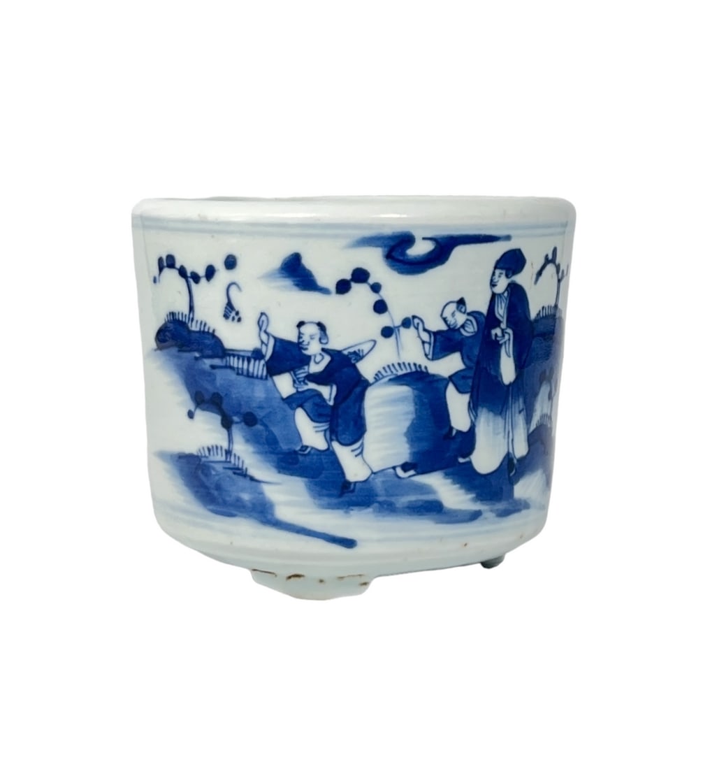 A Chinese Blue and White Porcelain Incense Burner, Qing Dynasty (1 of 5)