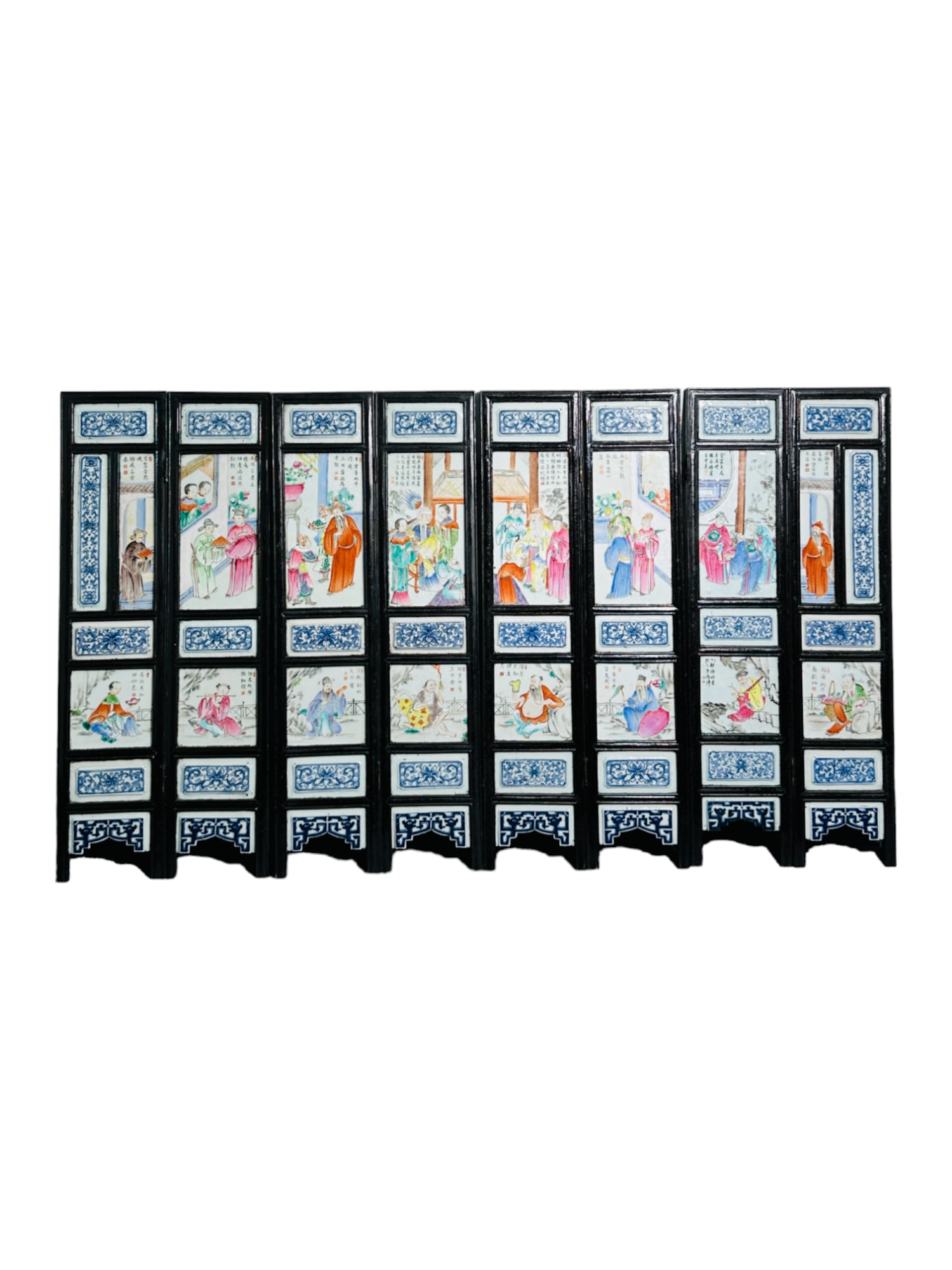 Chinese Eight Wood Framed Porcelain Plaques, Qing Dynasty 19th Century (1 of 17)