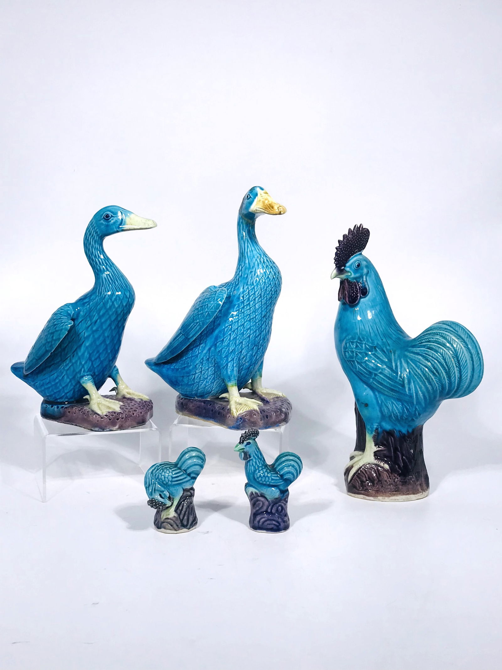 Two Chinese Porcelain Ducks and Three Chickens, Republic Period (1 of 9)
