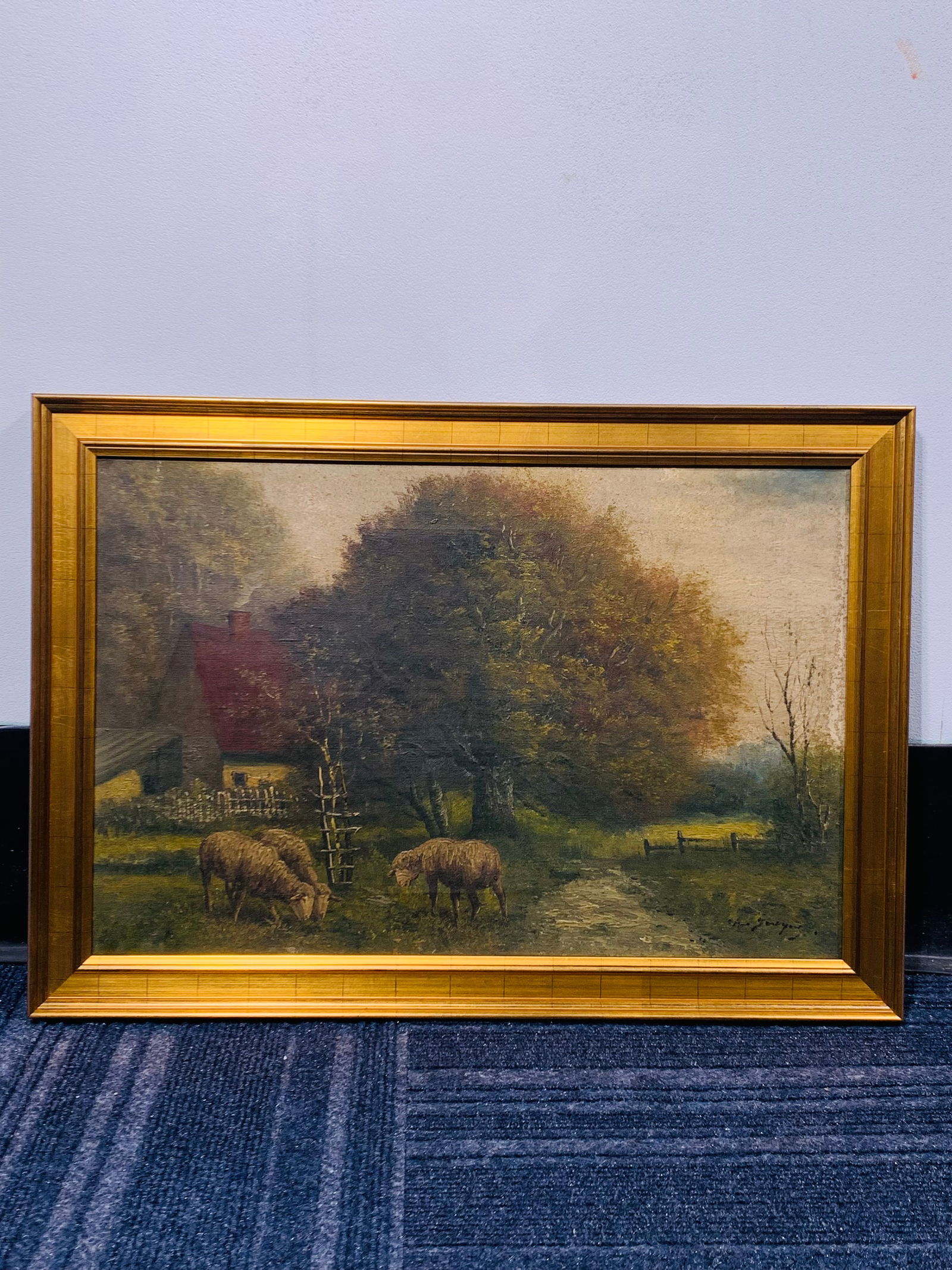 Charles Emile Jacque ( 1813 - 1894 ) Landscape Oil On Canvas (1 of 9)