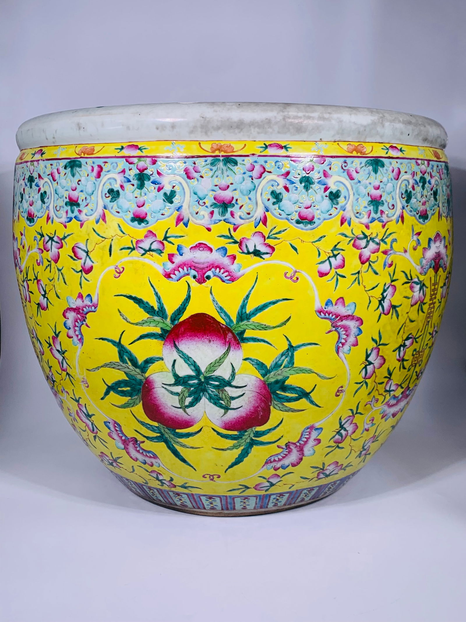 Large Chinese Famille Rose Porcelain Fish Bowl (1 of 18)