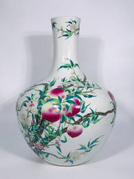 Chinese Enameled Porcelain Peach Vase