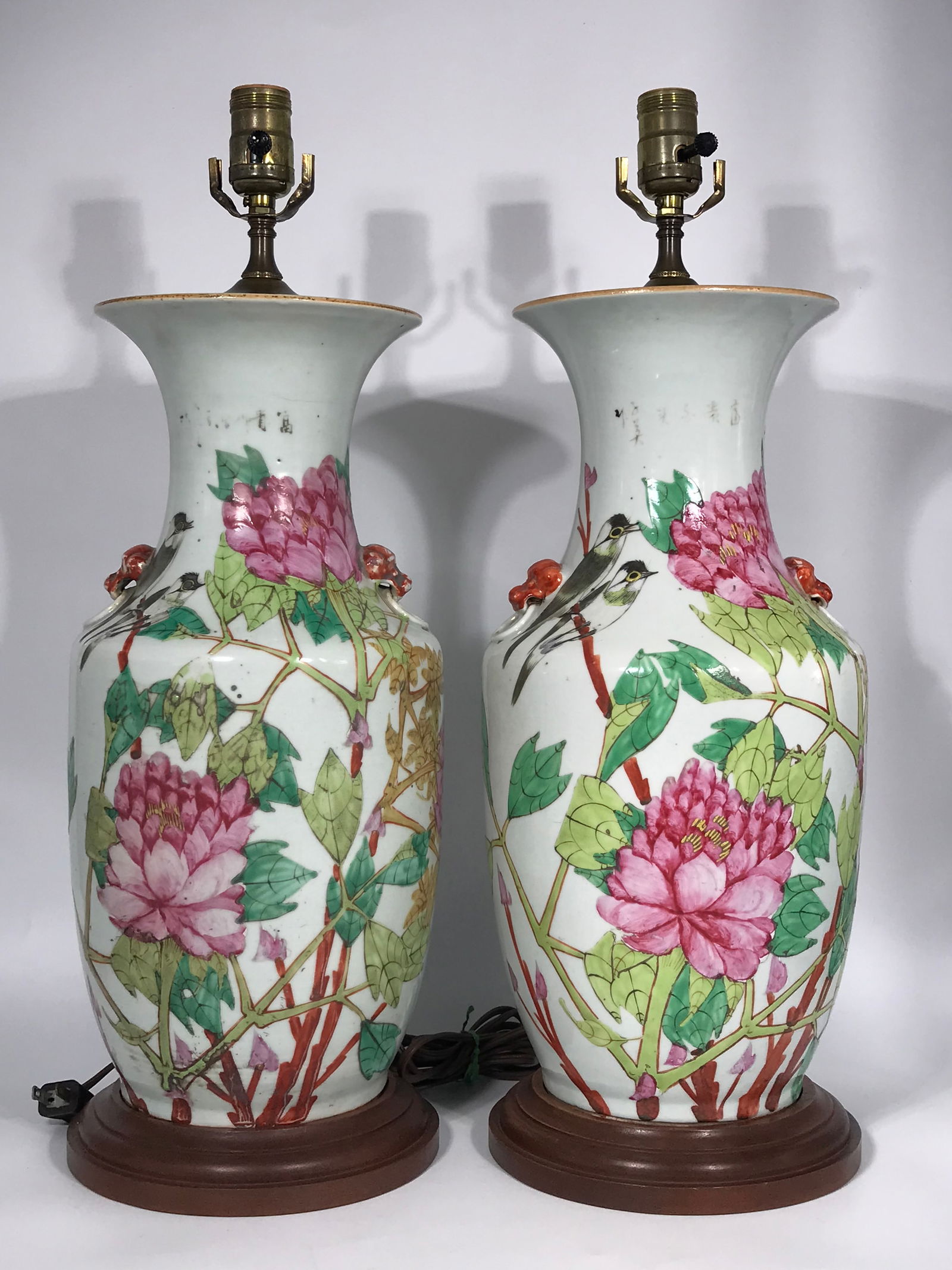 Pair of Chinese Famille Rose Lamps (1 of 11)
