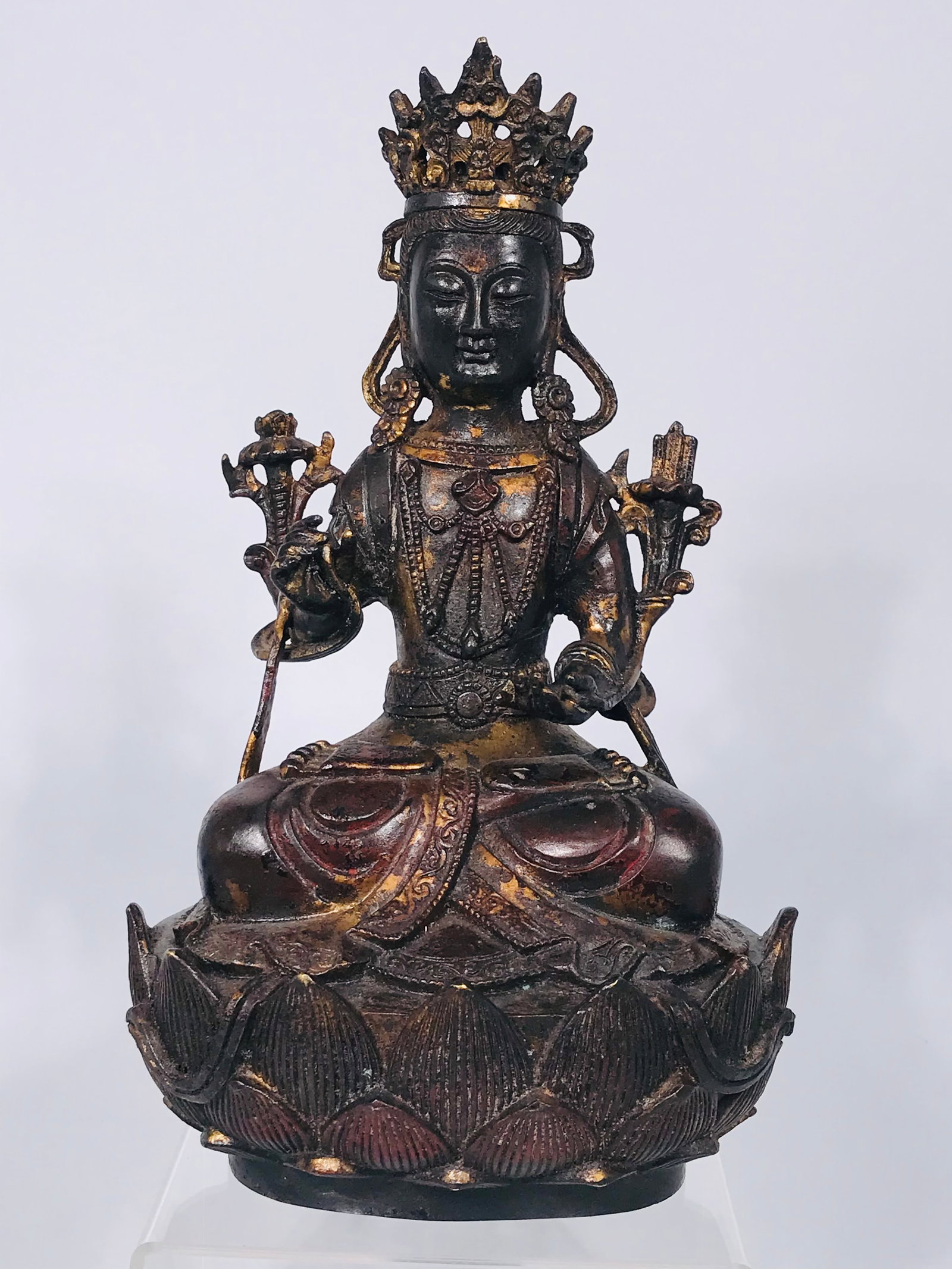 Chinese Bronze Buddhism Statue of Guanyin: The height is 9.75 inches, and the width is 5.75 inches. The depth is 4.25 inches. Provenance: From Boston, MA.