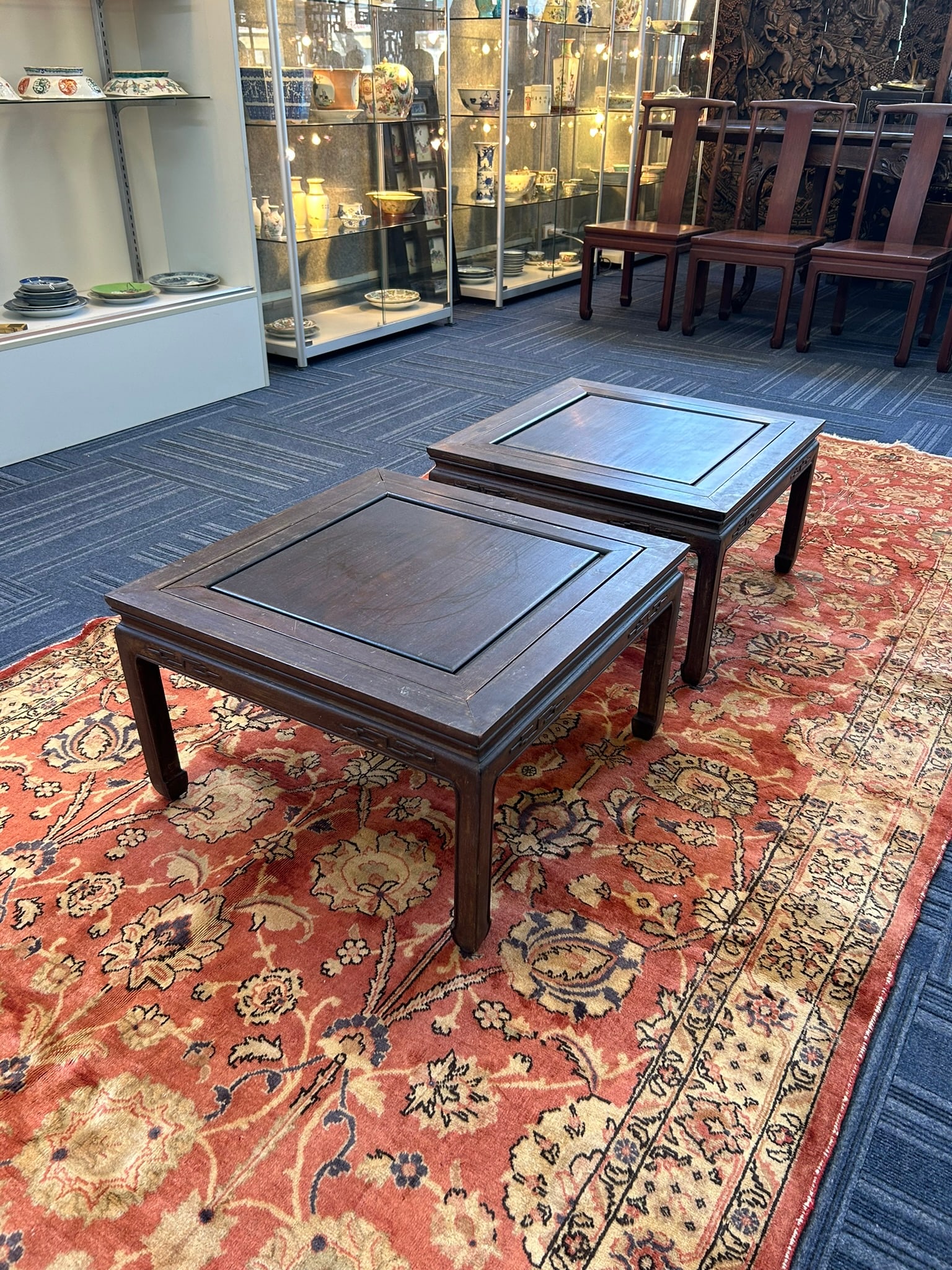A Pair of Hongmu Square Low Table (1 of 7)
