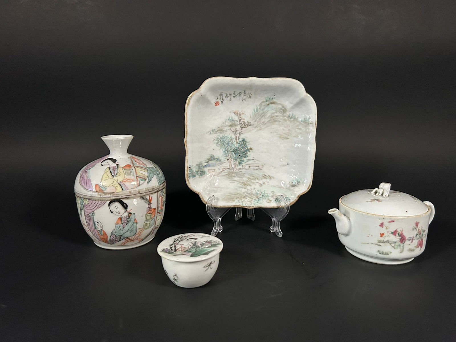 A Group of Four Qianjiang-Enameled Porcelain Wares, Qing Dynasty (1 of 14)