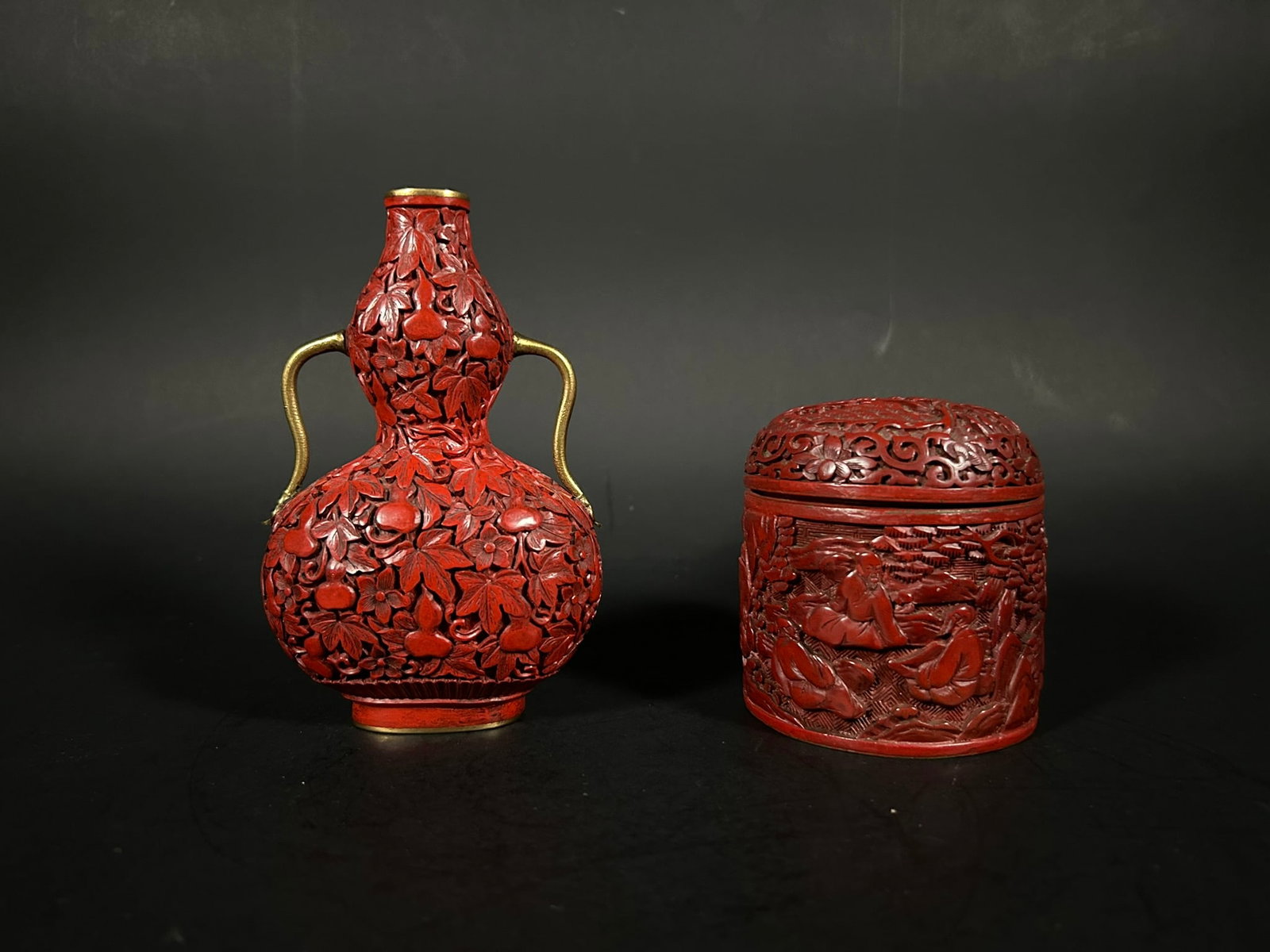 Two Chinese Carved Cinnabar Lacquer Table Articles (1 of 15)