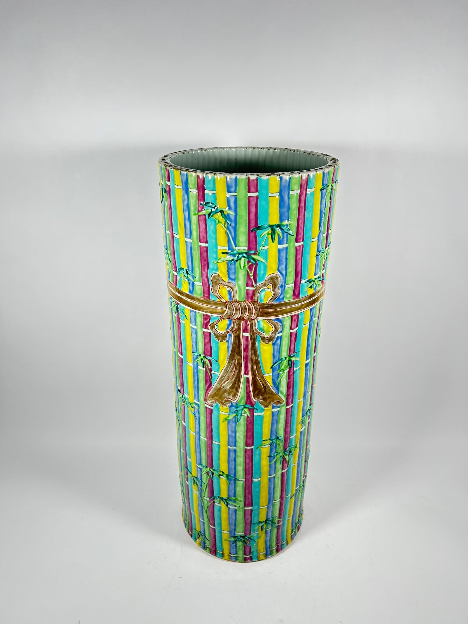 A Chinese Famille Rose Bamboo-Form Umbrella Stand, Qing Dynasty (1 of 12)
