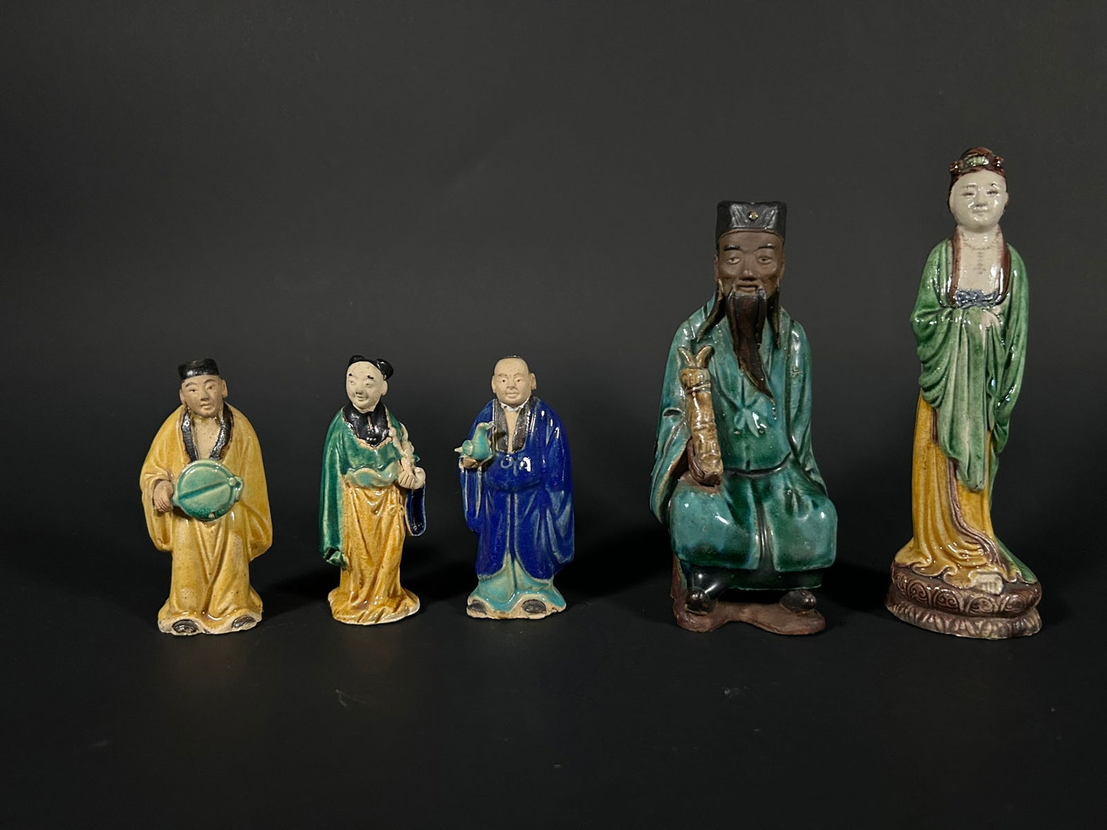 A Group of Five Chinese Shiwan Pottery Figures, Republic Period (1 of 16)