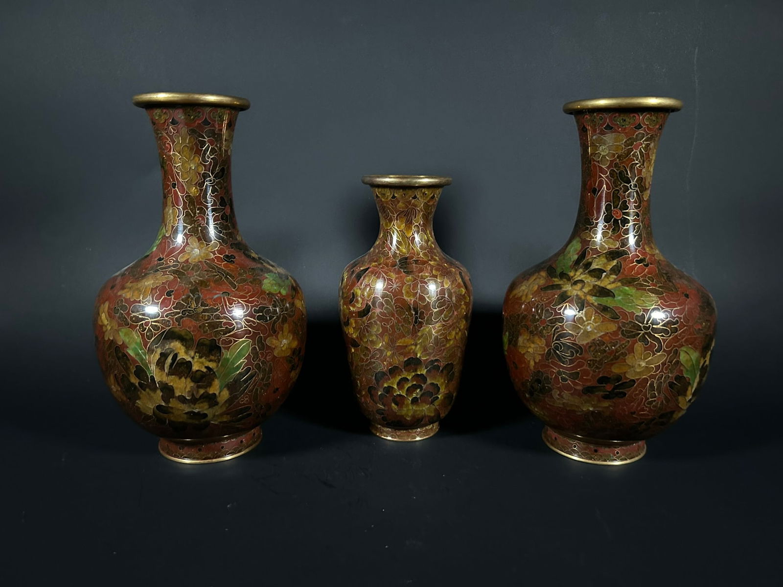 A Group of Three Chinese Cloisonne Enamel Vases (1 of 13)