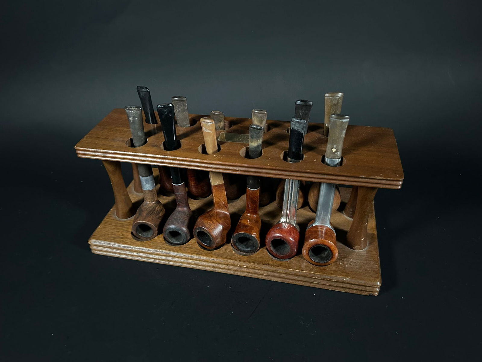 A Group of Twelve Smoking Pipes and a Wood Stand (1 of 12)
