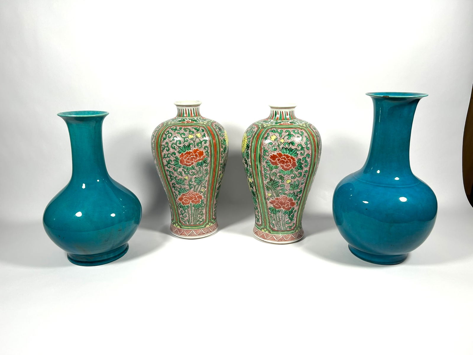 Christie's Provenance: Two Chinese Turquoise-Glazed Bottle Vases and A Pair of Famille Verte Vases, (1 of 20)