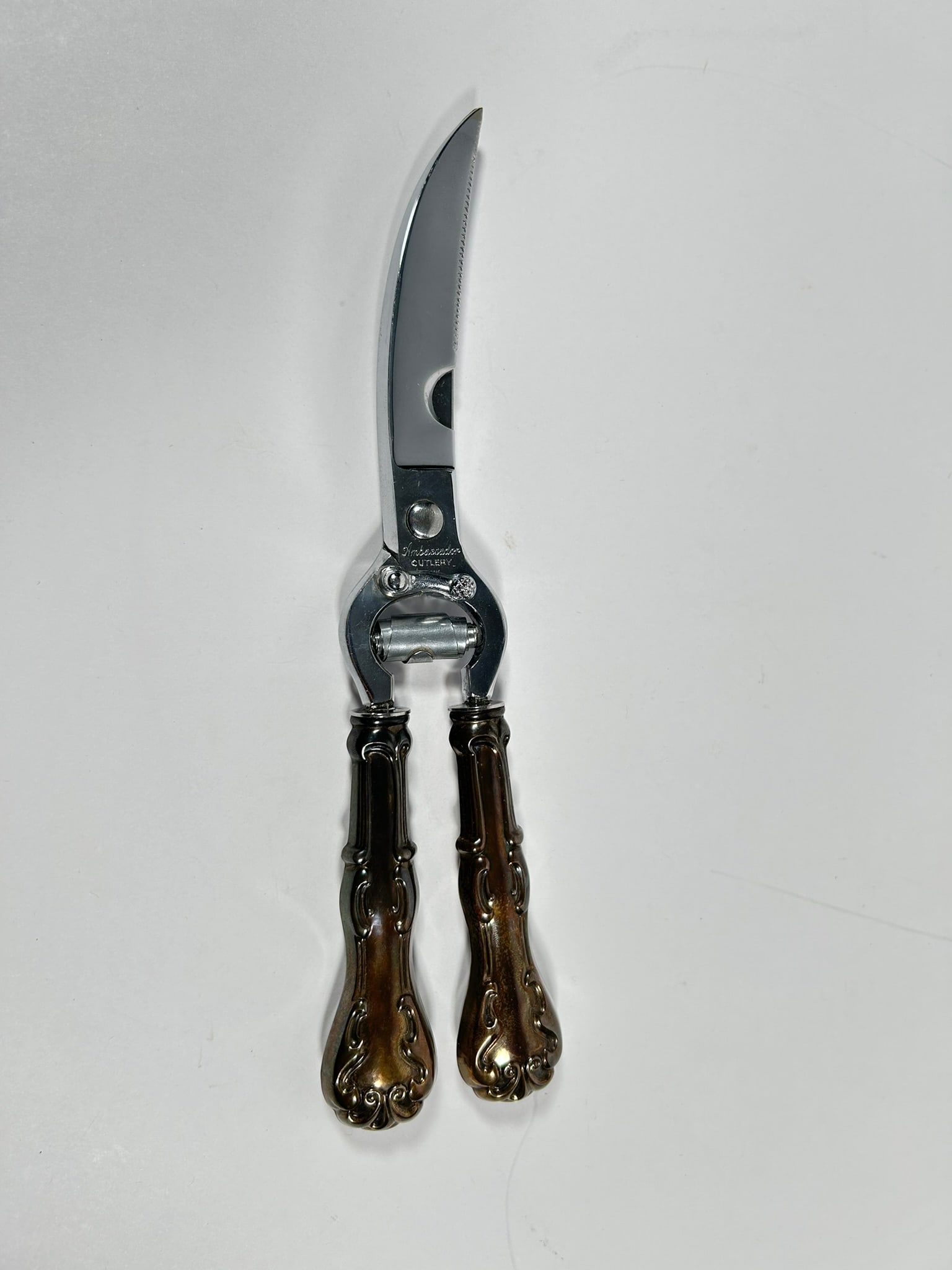 An Italian Vintage Ambassador Poultry Shears Stainless Blade Sterling Silver Handles (1 of 5)
