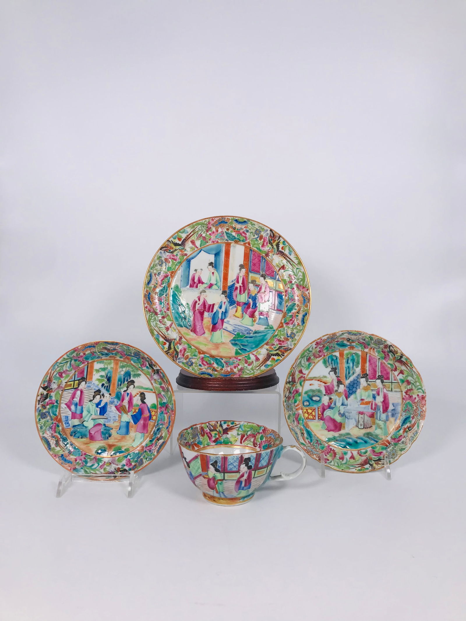 A Group of Four Chinese Famille Rose Gilt-Decorated Porcelain Wares, Qing Dynasty (1 of 14)