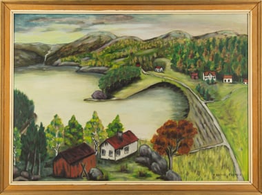 Florence Ballin Cramer (American, 1884 - 1962) Landscape Oil On Board