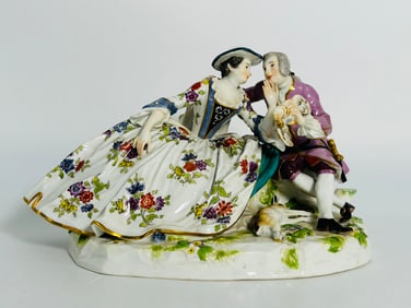 A German Porcelain Figural Group of a Courting Couple, Meissen Mark, Late 19th Century