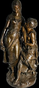 A Bronze Sculpture of Two Females, Hippolyte Moreau Mark