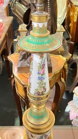A Pair of Green Porcelain Table Lamps