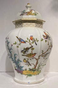 A Large German Porcelain Vase with Cover
