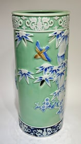 A Celadon Green Glazed Porcelain Umbrella Stand