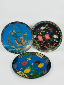 A Group of Three Japanese Cloisonne Enameled Dished, 19th Century