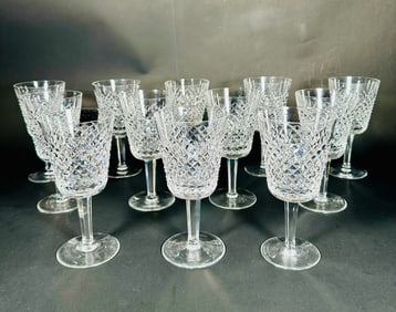 A Set Of Twelve Waterford Crystal Lismore Water Goblet Glasses