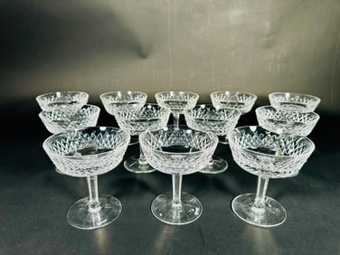 A Set of Twelve Waterford Crystal Lismore Champagne Sherbet Coupe Dessert Glasses