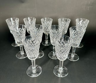 A Set of Eleven Waterford Crystal Lismore Sherry Glasses