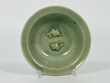 A Chinese Longquan Celadon-Galzed 'Twin Fish' Dish