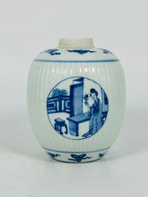 A Chinese Blue and White 'Medallion' 'Ladies' Melon Jar, Kangxi Period