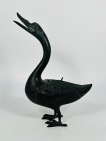 A Chinese Bronze Duck-Form Censor and Cover, Ming Dynasty