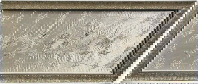 A Chinese Embroidered Silk 'Dragon' Panel