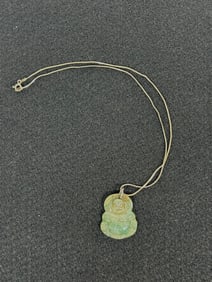 A Chinese Jade Pandent with Silver Neckless