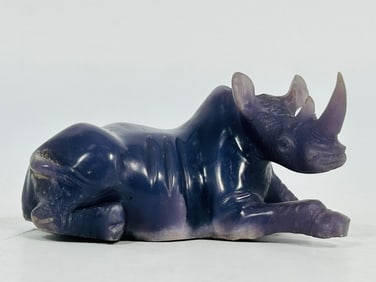 A Rhinoceros Figure Shona Sculpture in Lepidolite, Zimbabwe