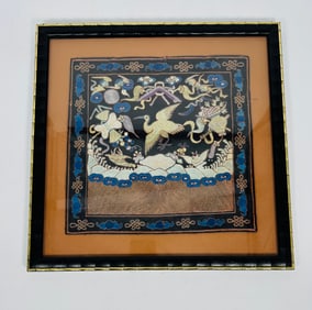 A Chinese Embroidered Silk Official Rank Badge, Buzi
