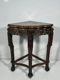 A Chinese Marble-Inset Corner Table, 19th Century