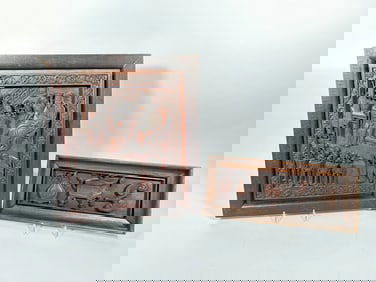 Two Chinese Carved Wood Panels, Late Qing/Republic Period