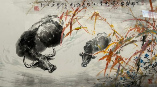 A Chinese Painting of Baffuloes, Cai Chufu