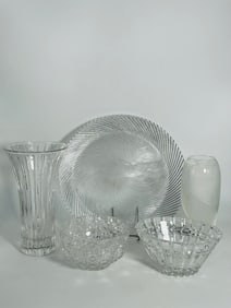 A Group of Five Crystal/Glass Wares