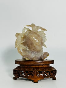 A Chinese Carved Agate Figural Group of Birds