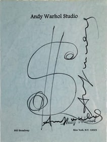 A Drawing of A Dollar, with a Signature Andy Warhol